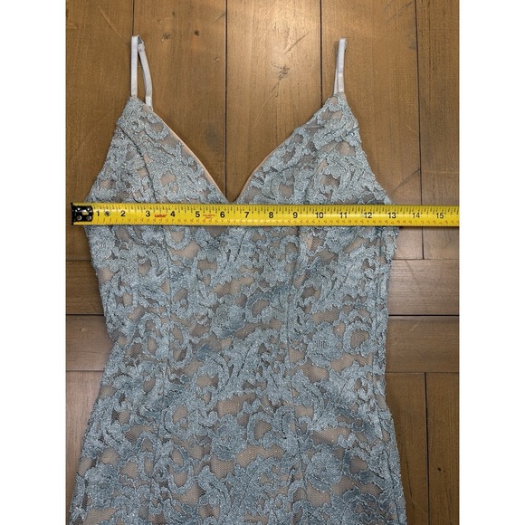 Honey and Rosie Y2K Lace Overlay Ethereal Bodycon Mini Dress S Blue Coquette - Picture 10 of 11
